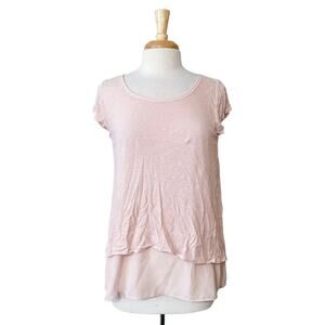 Lucky‎ Brand Top Size Medium Women's Pink Linen Blend High Low Crossback Shirt